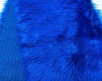 Long Pile Fur Fabric in Royal Blue, 58" Wide Faux Fur for Cosplay Costumes