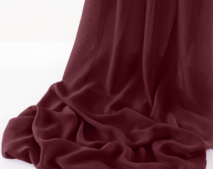 Burgundy - Wool Dobby Chiffon Sheer Table Runner for Wedding, Decorations for Birthday Parties, Banquets, Engagements.
