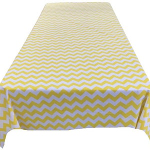 New Creations Fabric & Foam Inc, Chevron / Zick Zack Print Poly Baumwolle Tischdecke (Weiß / Gelb, Wählen Sie Größe Unten