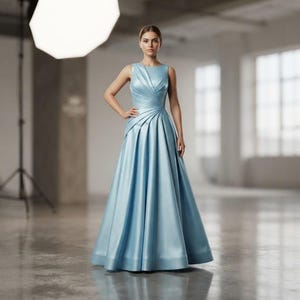 Matte Satin Fabric, Light Blue Peau de Soie Polyester, 58 Inch Wide By The Yard