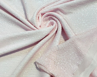 Pink chain shiny sequins design on a 4 way stretch mesh fabric -prom-sold by the yard.