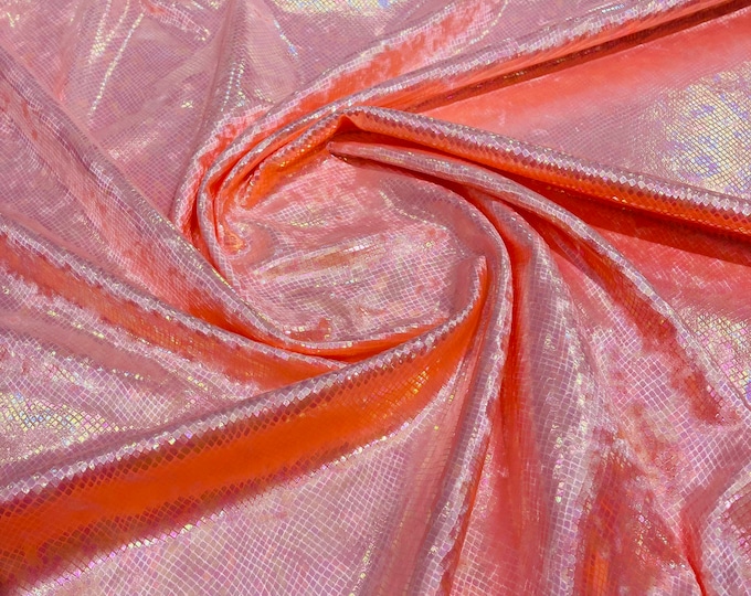 Coral Illusion foil Snake design on a stretch velvet fabric-Sold by the yard.