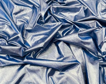 Royal Blue Metallic Polyester Dupioni Faux Silk Fabric | 55" Wide Wedding, Home Decor.
