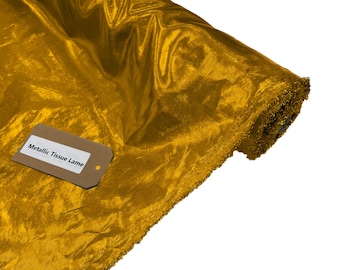Tela de lamé liviana, brillante, metalizada, de color dorado oscuro, para costura, manualidades, suministros para drapeados y pancartas para fiestas de bodas.