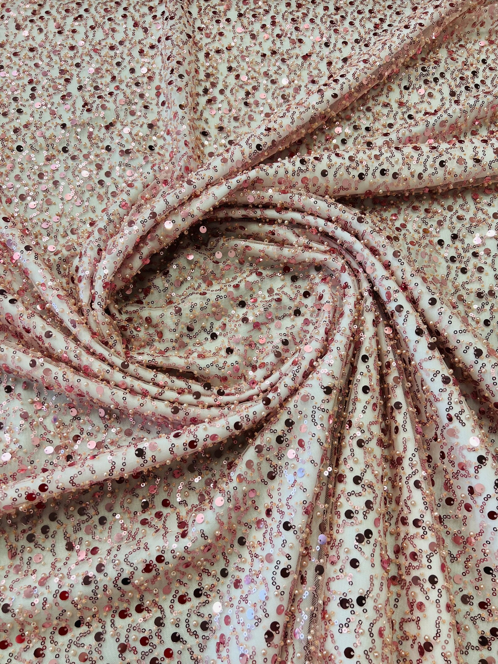 Royalty Fabrics Burgundy iridescent heavy hand beaded princess design embroider with beads-pearls-sequins on a mesh lace-sold by yard main image 0