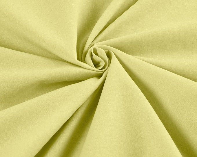 Light Yellow - 58-59" Wide Premium Light Weight Poly Cotton Blend Broadcloth Fabric Sold By The Yard.