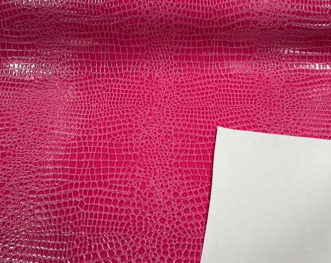 Fuchsia Faux Crocodile Vinyl Embossed 3D Scales-Faux Leather-Sold By Yard