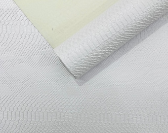 White Viper Snake Skin Texture Faux Leather Fabric| 54" Wide| Upholstery| Bags.