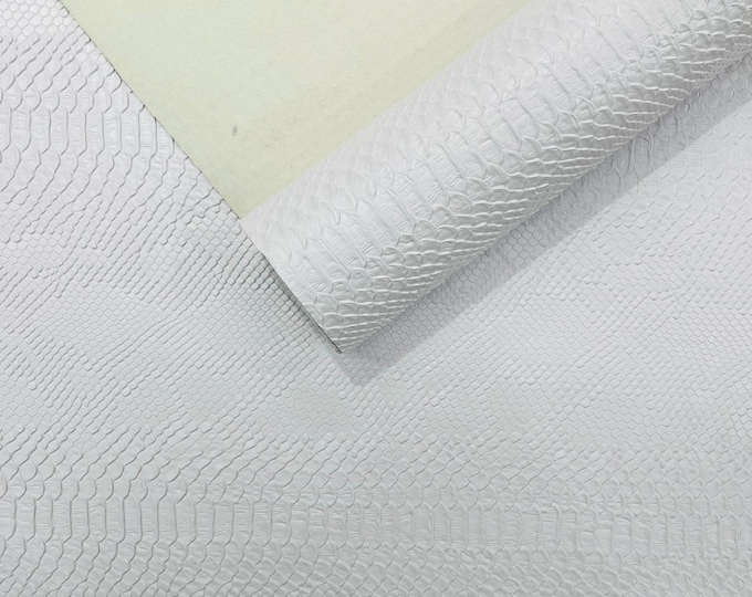 White Viper Snake Skin Texture Faux Leather Fabric| 54" Wide| Upholstery| Bags.