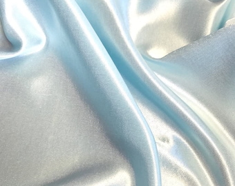 Light Blue Crepe Back Satin Bridal Fabric Draper-Prom-wedding-nightgown- Soft 58"-60" Inches Sold by The Yard.