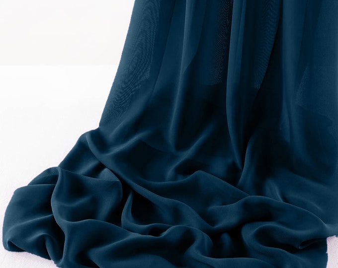 Teal Blue Chelsea Wool Dobby Chiffon Fabric/58" Wide Sheer Fabric/Solid Color Draping Fabric for Wedding Party Easter Backdrop.