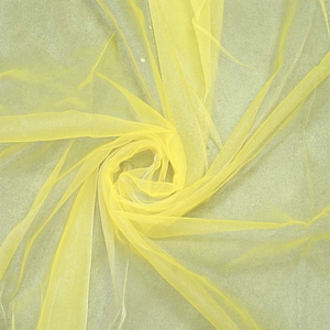 Geel 58/60&quot; breed 100% polyester Zacht lichtgewicht, transparant, doorzichtige kristalorganzastof Wordt op maat gesneden.
