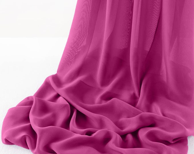 Magenta Chelsea Wool Dobby Chiffon Fabric/58" Wide Sheer Fabric/Solid Color Draping Fabric for Wedding Party Easter Backdrop.