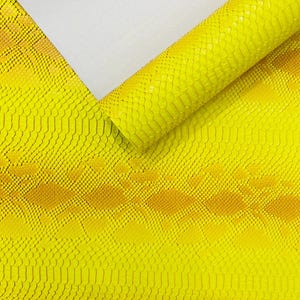 Neon Yellow Viper Snake Skin Texture Faux Leather Fabric| 54" Wide| Upholstery| Bags.