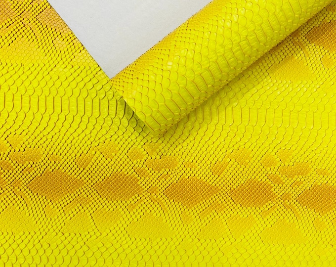 Neon Yellow Viper Snake Skin Texture Faux Leather Fabric| 54" Wide| Upholstery| Bags.