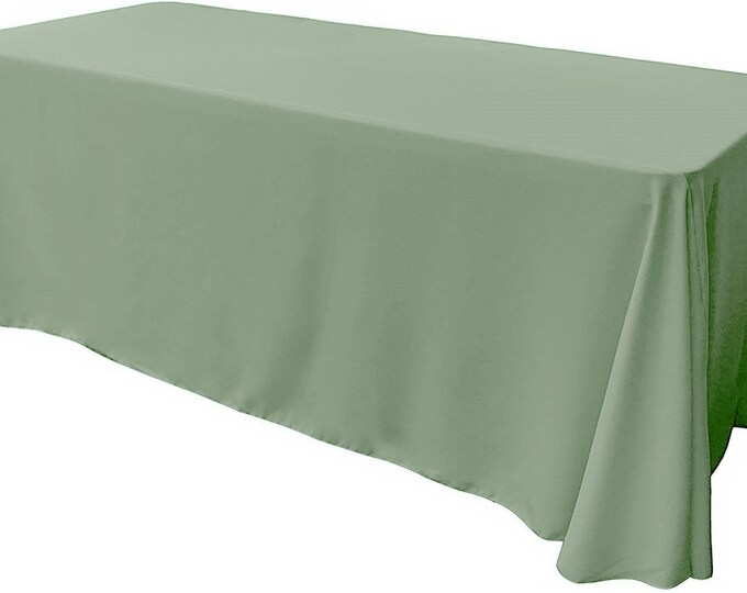Sage Green - Rectangular Polyester Poplin Tablecloth Floor Length / Party supply