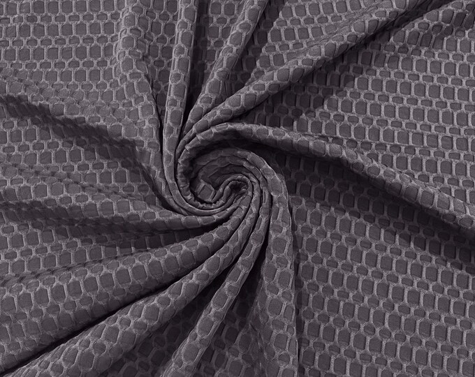 Dark Lilac - Honeycomb 4-Way Stretch Knit Fabric for Leggings, Athletic Wear, Work Out Gear, Biker Fabric by The Yard.