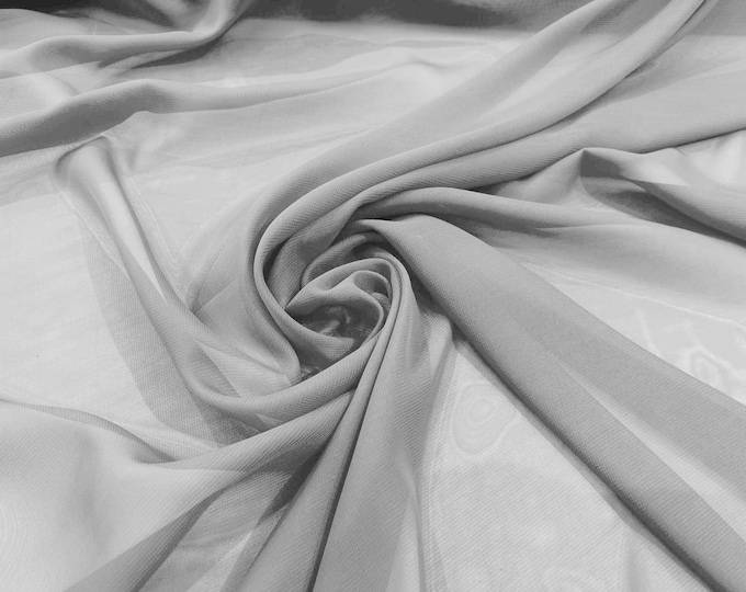 Silver 58/60" Wide 100% Polyester Soft Light Weight, Sheer, See Through Chiffon Fabric/ Bridal Apparel | Dresses | Costumes/ Backdrop