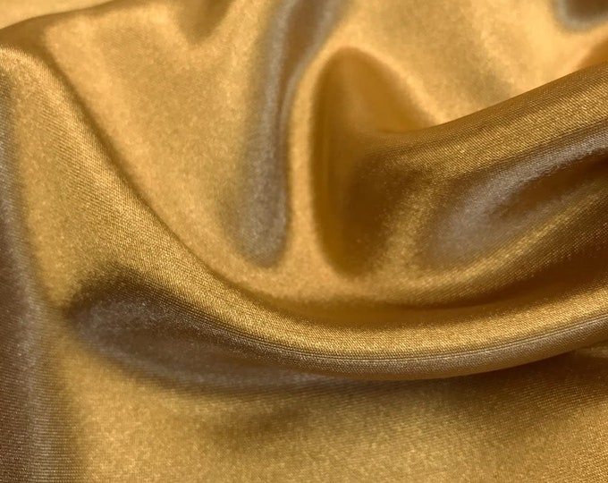 Mist Gold Charmeuse Bridal Solid Satin Fabric for Wedding Dress Fashion Crafts Costumes Decorations Silky Satin 58” Wide Sold By The Yard