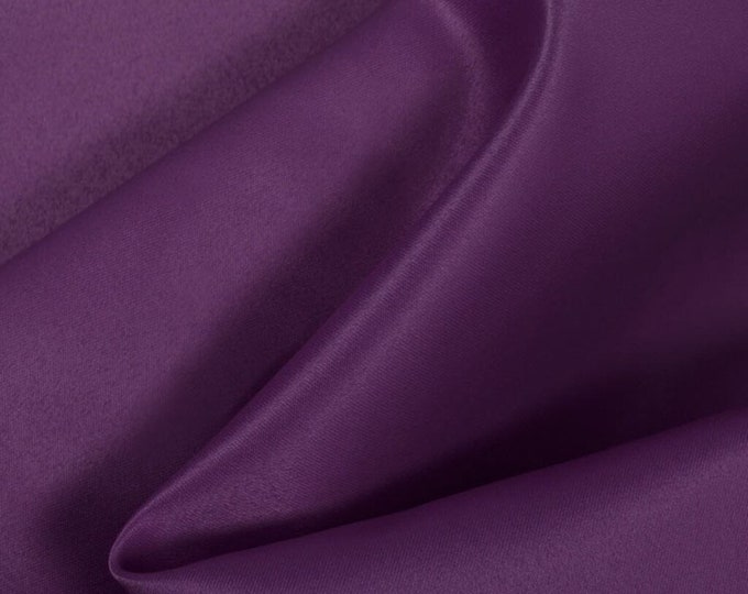 Plum Matte Satin (Peau de Soie) Duchess Fabric Bridesmaid Dress 58"-60" Wide Sold By The Yard.