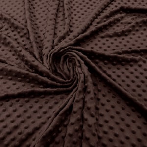 Brown Polka Dot Minky Fabric By The Yard | Super Soft Minkee Fabric | 58’’ Wide | 2 Way Stretch Polka Dot Minky Fabric.