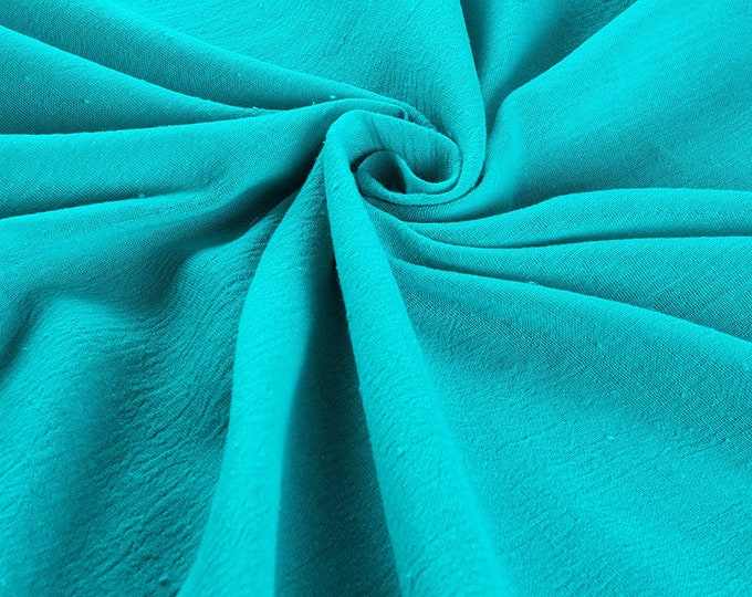 Aqua Cotton Gauze Fabric 100% Cotton 48/50" inches Wide Crinkled Lightweight Sold by The Yard.