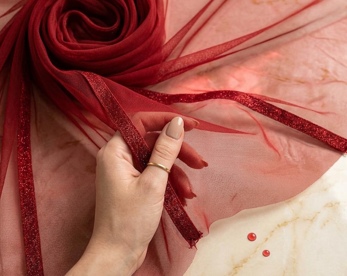 Red Stretch Power Mesh Fabric 60” Wide | Sheer Nylon Spandex Mesh by Yard | Lingerie, Dancewear & Costume Fabric