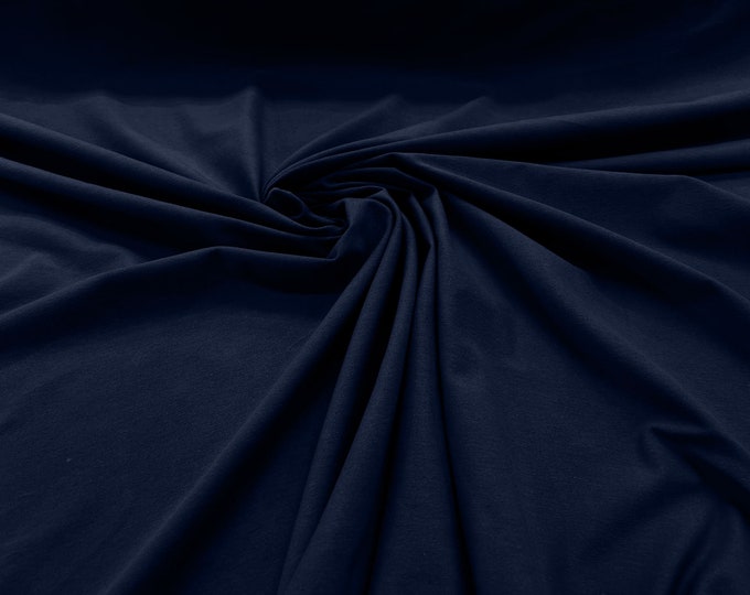 Navy Blue 58/60" Wide  Cotton Jersey Spandex Knit Blend 95% Cotton 5 percent Spandex/Stretch Fabric/Costume