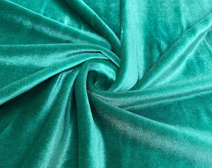 Jade 60" Wide 90% Polyester 10  percent Spandex Stretch Velvet Fabric for Sewing Apparel Costumes Craft, Sold By The Yard.