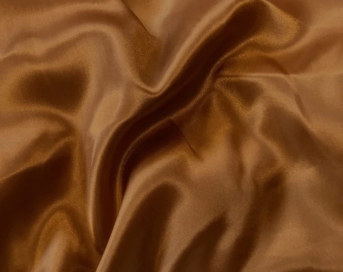 copper Charmeuse Bridal Solid Satin Fabric for Wedding Dress Fashion Crafts Costumes Decorations Silky Satin 58” Wide Sold By The Yard