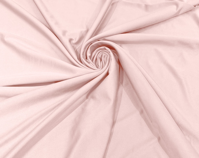 Light Pink Shiny Milliskin Nylon Spandex Fabric 4 Way Stretch 58" Wide Sold by The Yard