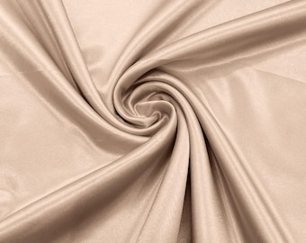 Tela de satén crepé beige con reverso crepé de 58" de ancho / Para novias / Fiestas de graduación / Camisones / Bodas.
