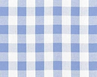 Baby Blue Gingham 1 Inch Checkered Poly Cotton 58" Wide Fabric- Sold by the yard