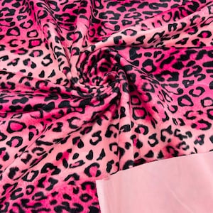 Velboa-Stoff, rosa-schwarzes Leoparden-Kunstfell, 58–60 Zoll Breite