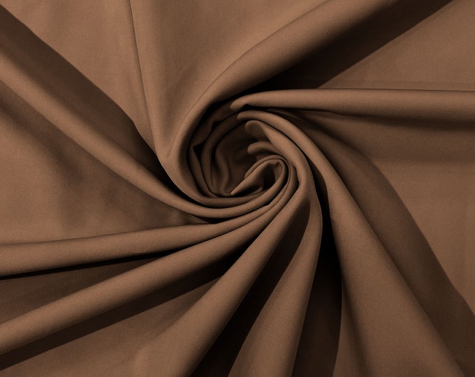 Mocha Brown Dull 4 Way Stretch Crepe Fabric/Medium Crepe-Bridal Fabric/Apparel Fabric/Polyester Crepe-Spandex/