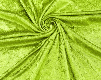 Lime Green Crushed Stretch Panne Velvet Fabric 58" Wide| Apparel Costumes DIY Material