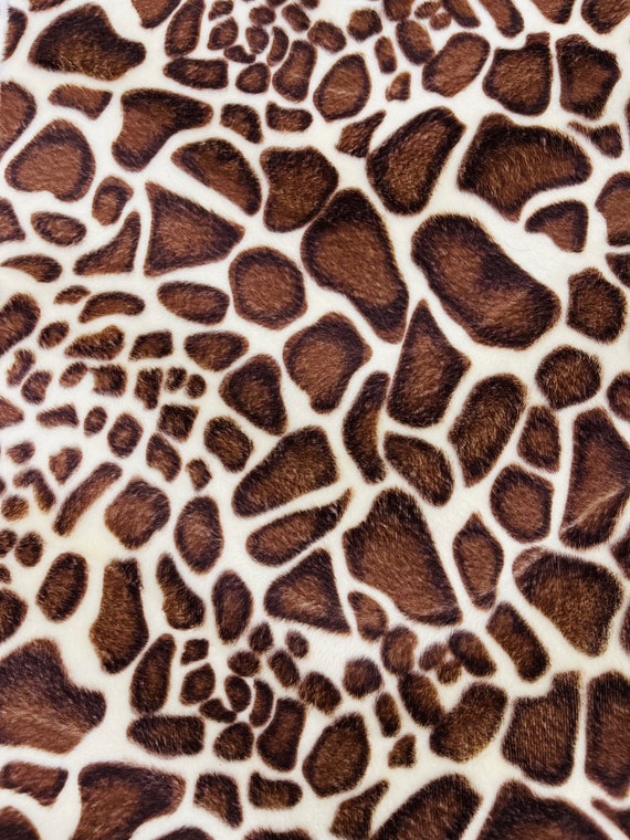 Brown/Cream Giraffe animal Print Velboa Faux Fur Fabric/58"/60" Width/costumes/Upholstery/Children Blankets/Toys/Children Clothing.