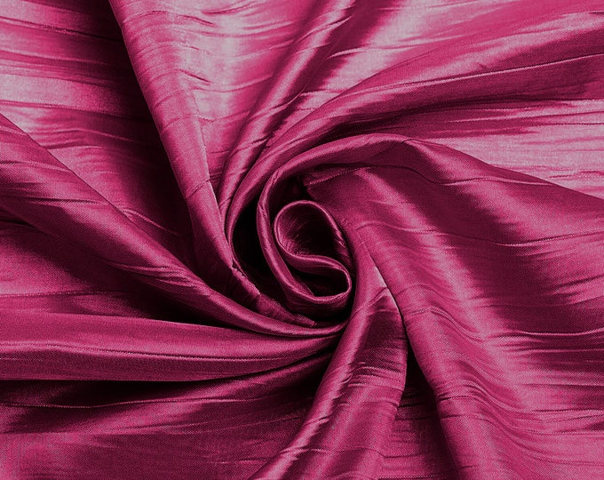 Fuchsia - Crushed Taffeta Fabric - 54" Width - Creased Clothing Decorations Crafts - Sold By The Yard