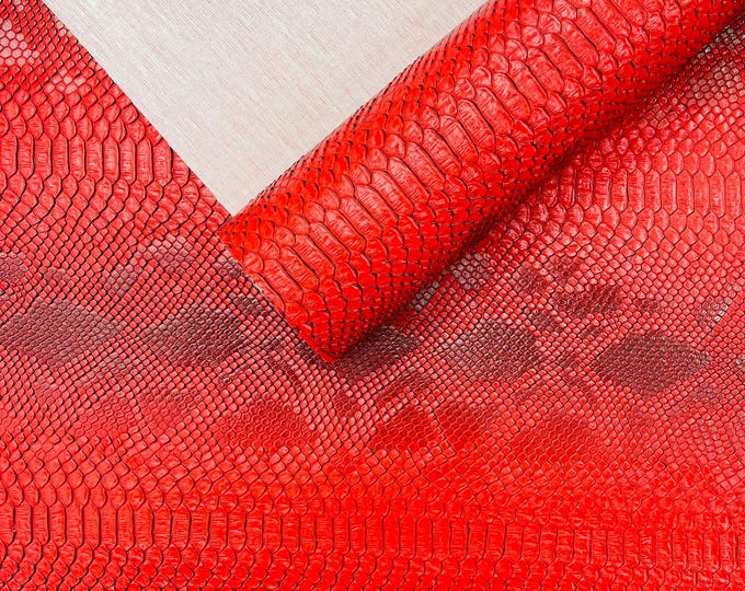 Dark Red Viper Snake Skin Texture Faux Leather Fabric| 54" Wide| Upholstery| Bags.