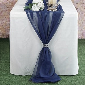 New Creations Fabric & Foam Inc, Chiffon Table Runner 18&quot; by 180&quot; Extra Long, Wedding Runners, Holiday Table Runners, Long Table Runners
