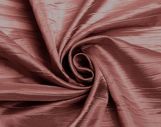 Dark Dusty Rose - Crushed Taffeta Fabric - 54" Width - Creased Clothing Decorations Crafts - Sold By The Yard