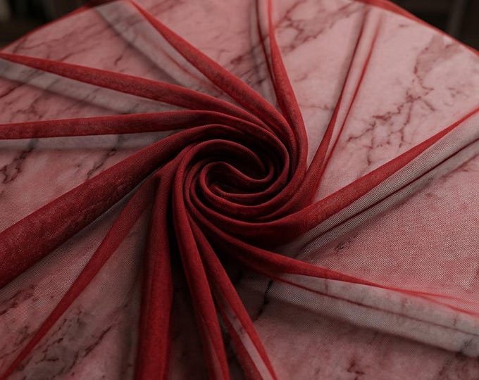 Red Striped Mesh Fabric Sheer Tulle Fabric Transparent Stripe Fabric 60 Inch Wide Party Dress Fabric Holiday Fabric by the Yard