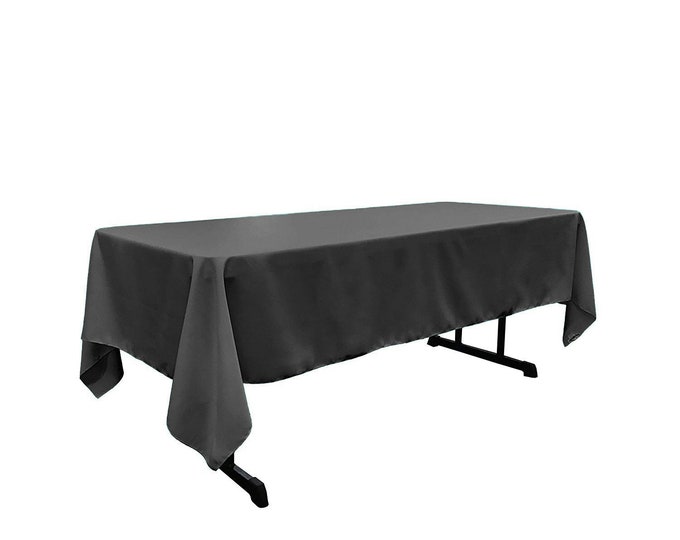 Charcoal - Rectangular Polyester Poplin Tablecloth / Party supply.