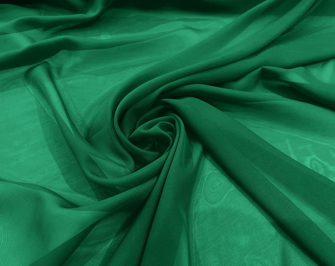 Flag Green 58/60" Wide 100% Polyester Soft Light Weight, Sheer, See Through Chiffon Fabric/ Bridal Apparel | Dresses | Costumes/ Backdrop