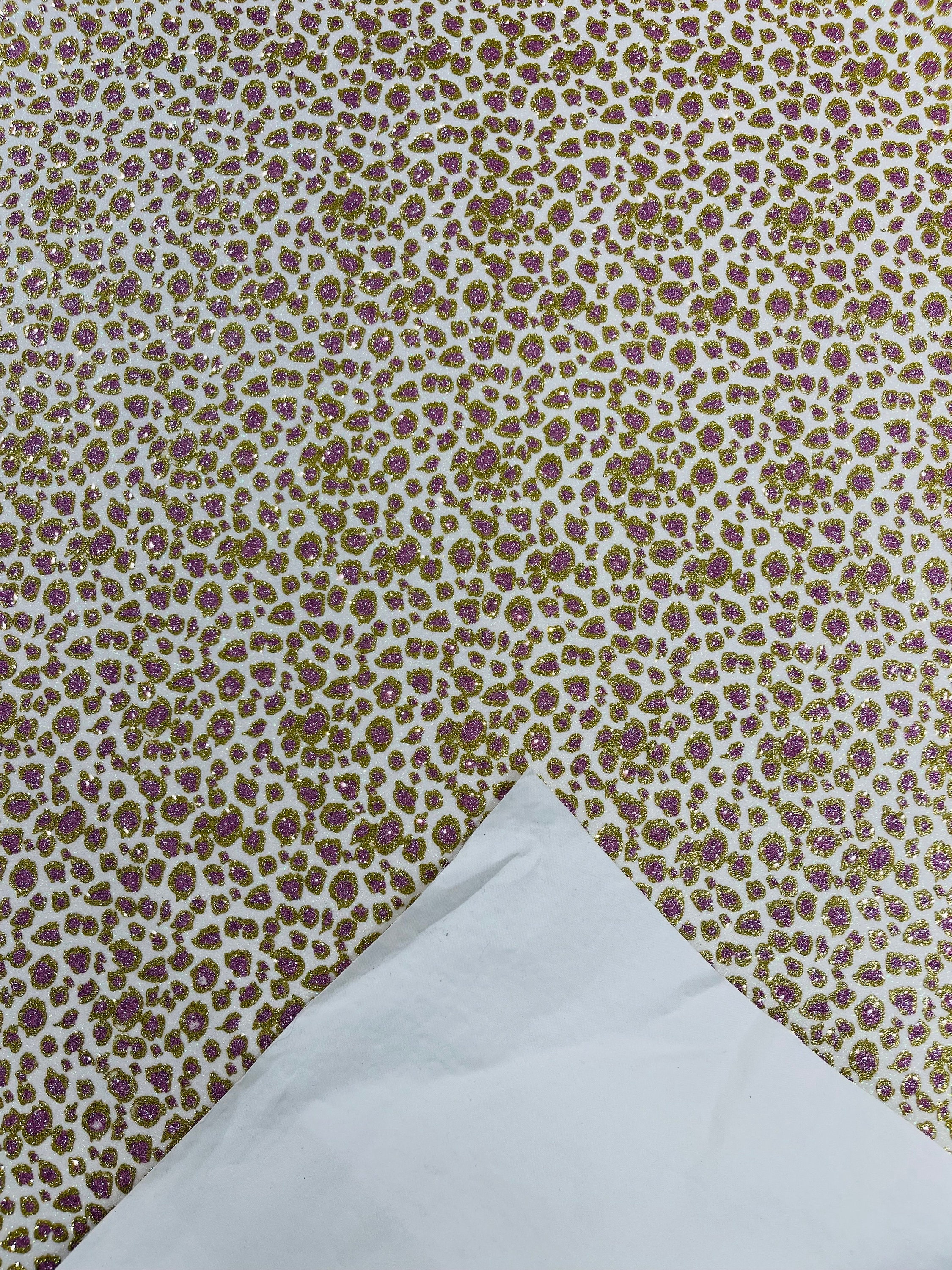 Leopard Backing Leopard/ Chita Glitter Pink/gold/cream Sparkle Craft Upholstery on A ...