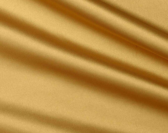 Gold 58-59" Wide - 96 percent Polyester, 4% Spandex Light Weight Silky Stretch Charmeuse Satin Fabric by The Yard.