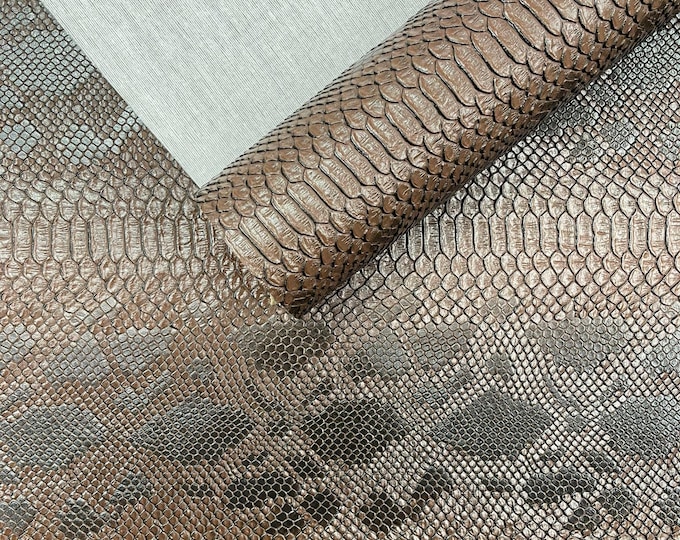 Brown Viper Snake Skin Texture Faux Leather Fabric| 54" Wide| Upholstery| Bags.
