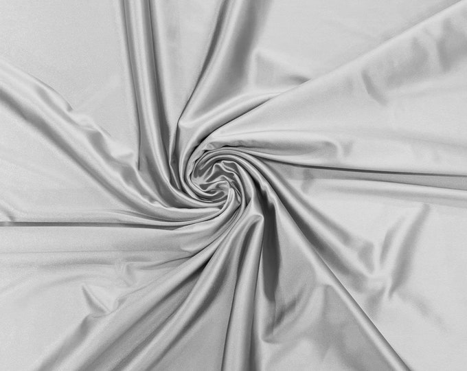 Off White Heavy Shiny Satin Stretch Spandex Fabric/58 Inches Wide/Prom/Wedding/Cosplays.