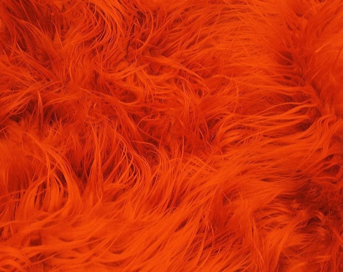 Mongolian Faux Fur Fabric by the Yard Orange