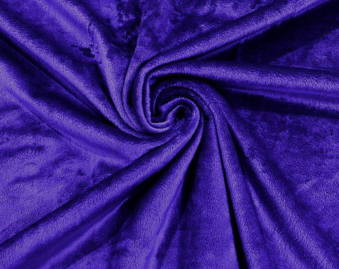 Dark Purple Solid Smooth Minky Fabric for Quilting, Blankets, Baby & Pet Accessories, Pillows, Throws, Clothes, Stuffed Toys, Costume.